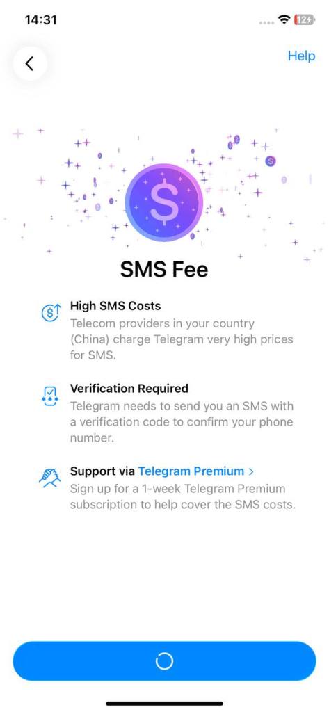 telegram sms fee